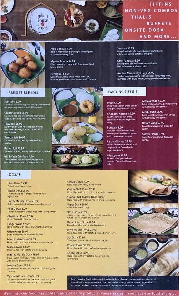 Indian House of Dosas - Piscataway, NJ menu_pic