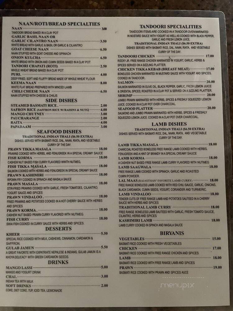 India Palace - Sacramento, CA menu_pic