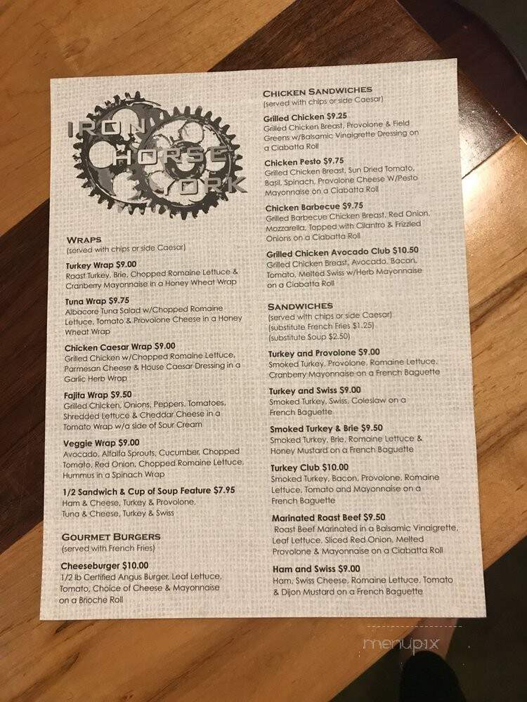 Iron Horse York - York, PA menu_pic