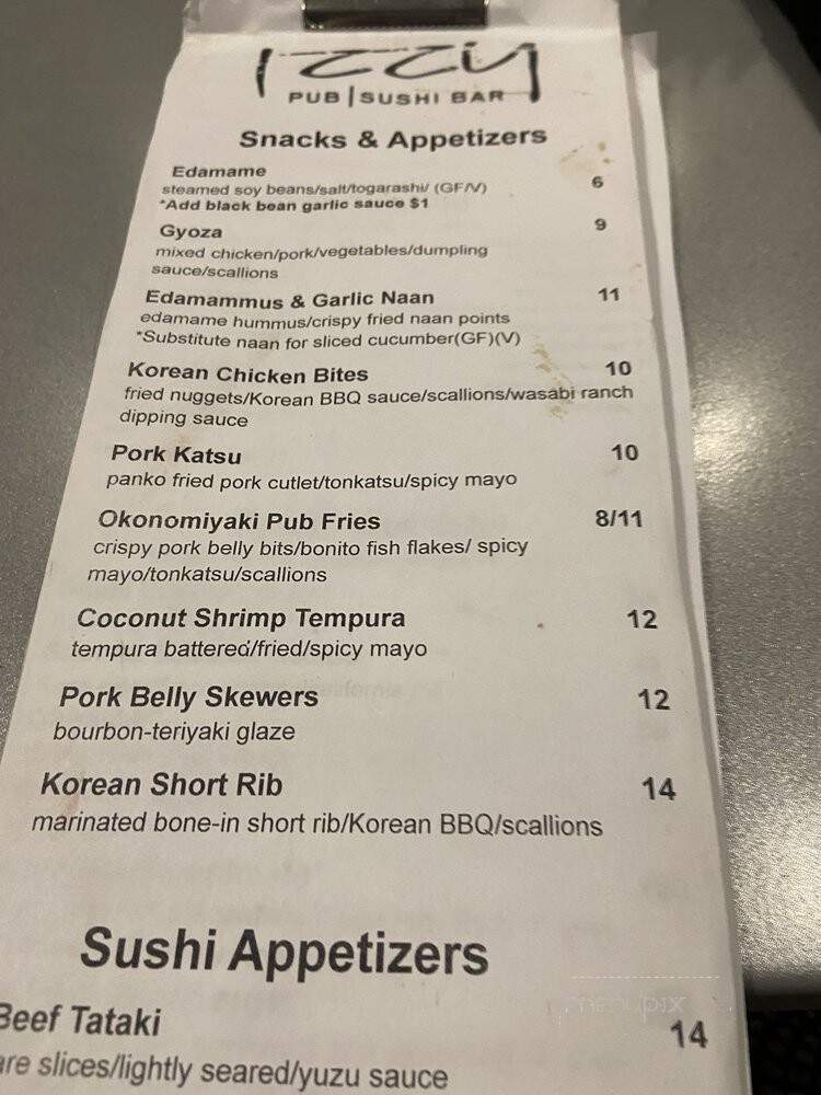 Izzy Pub & Sushi - Tallahassee, FL menu_pic