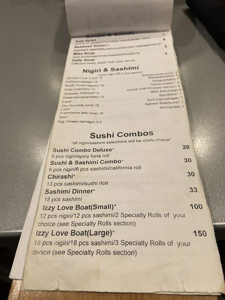 Izzy Pub & Sushi - Tallahassee, FL menu_pic