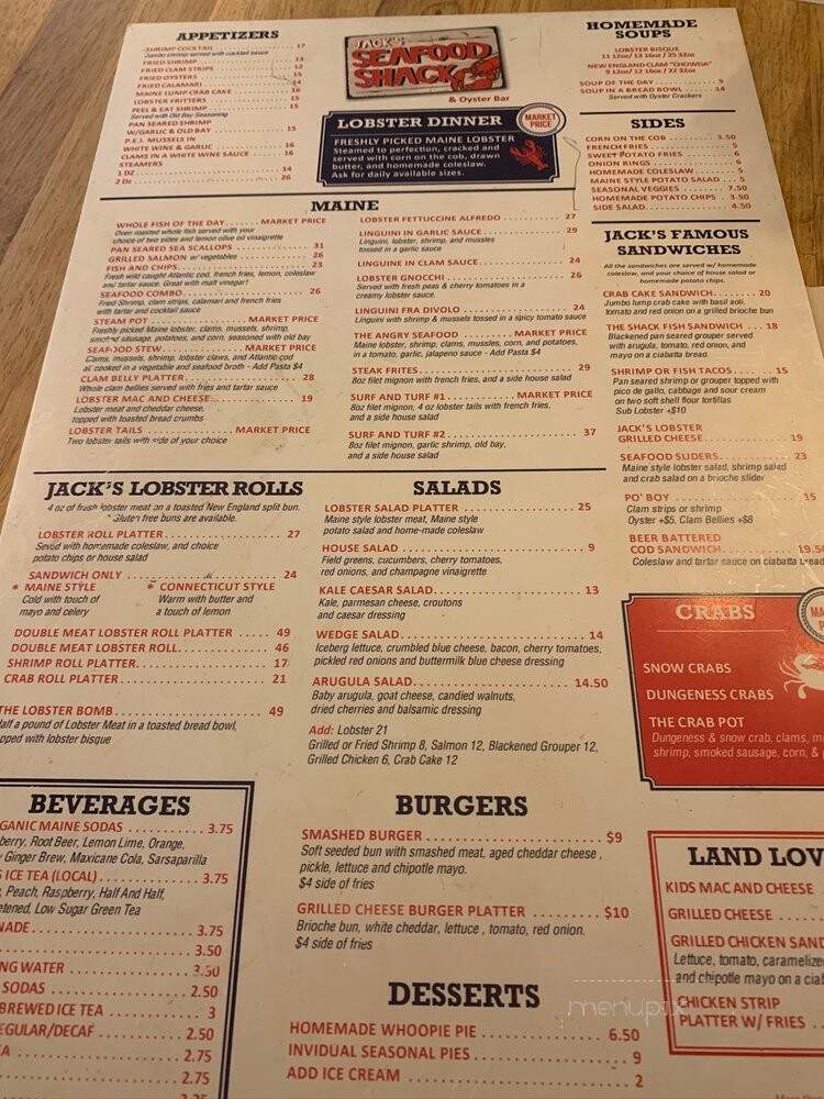 Jack's Seafood Shack - Montclair, NJ menu_pic