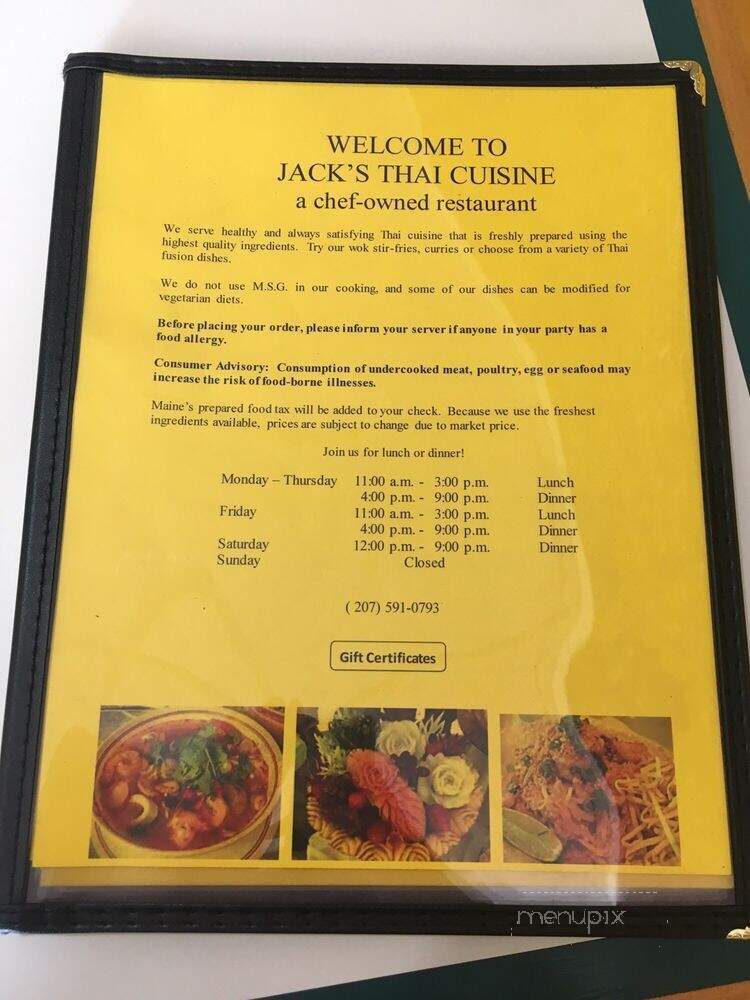 Jack's Thai Cuisine - Westbrook, ME menu_pic