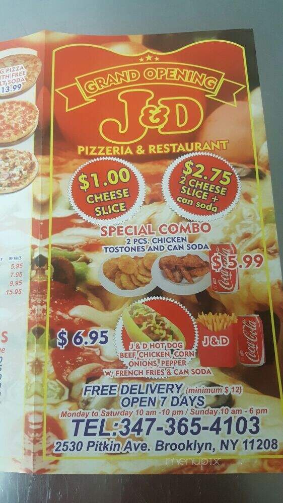 J&D Pizzeria Restaurant - Brooklyn, NY menu_pic