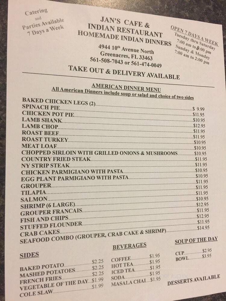 Jan's Cafe - Greenacres, FL menu_pic