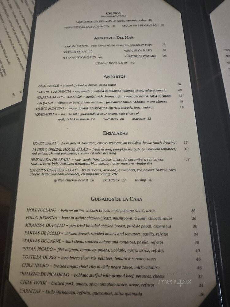 Javier's Century City - Los Angeles, CA menu_pic