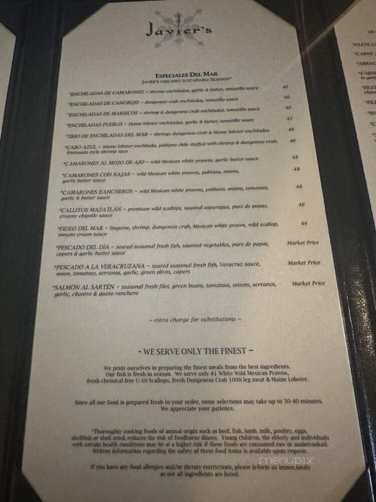 Javier's Century City - Los Angeles, CA menu_pic