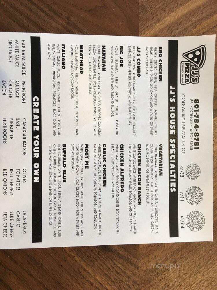 JJ's Pizza - Layton, UT menu_pic