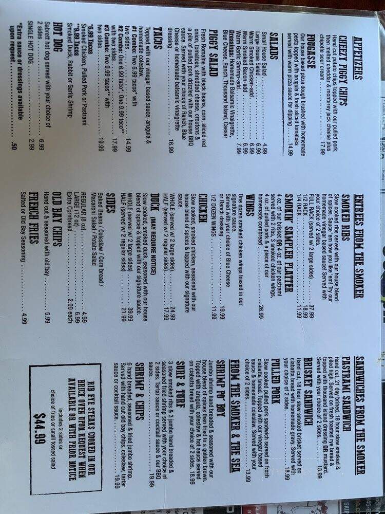 John Fazio BBQ & Pizza - Modena, NY menu_pic