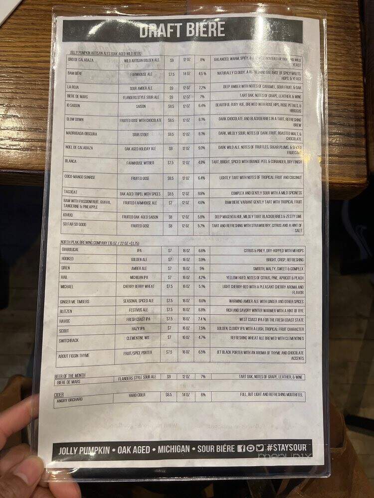 Jolly Pumpkin - Royal Oak, MI menu_pic