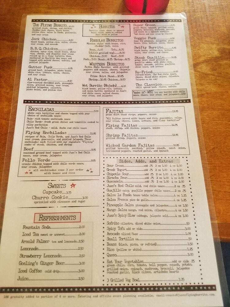 Juan's Flying Burrito - New Orleans, LA menu_pic