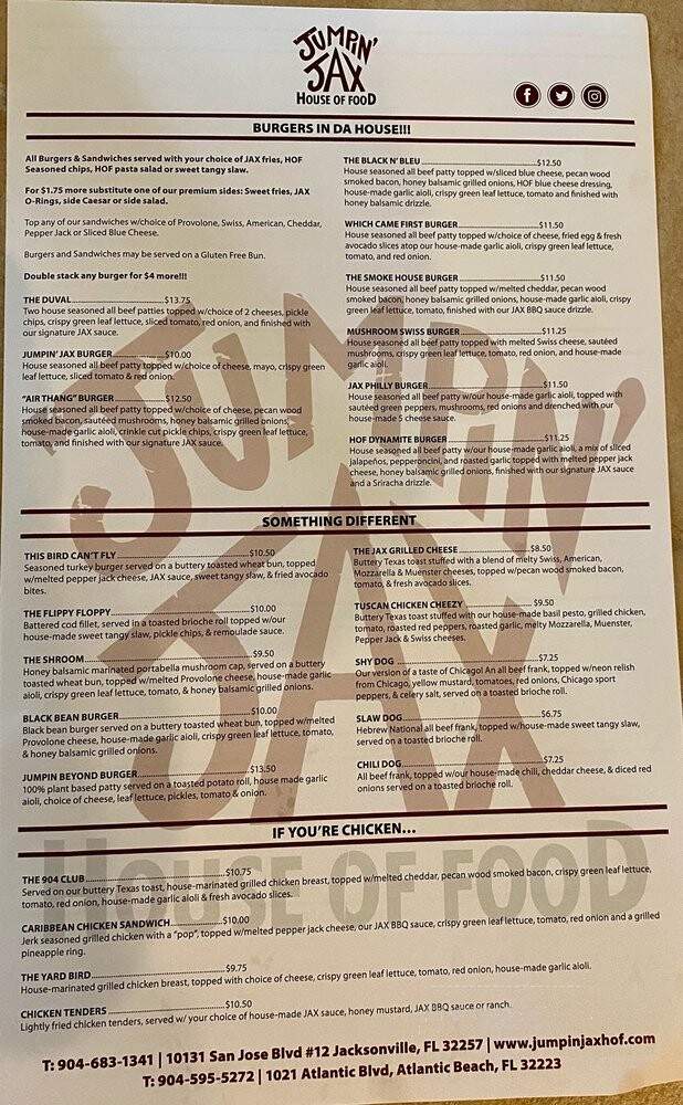 Jumpin' Jax House of Food - Jacksonville, FL menu_pic