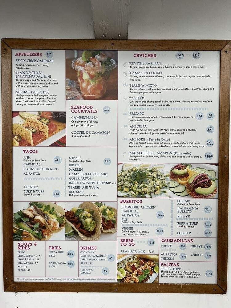 Karina's Ceviches & More - San Diego, CA menu_pic