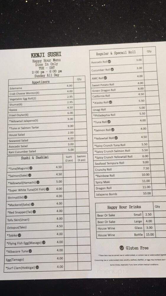 Kenji Sushi - Denver, CO menu_pic