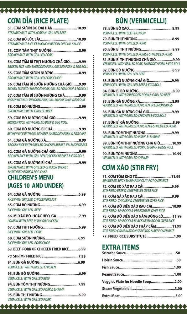 Khanh's Vietnamese Restaurant - Fort Worth, TX menu_pic