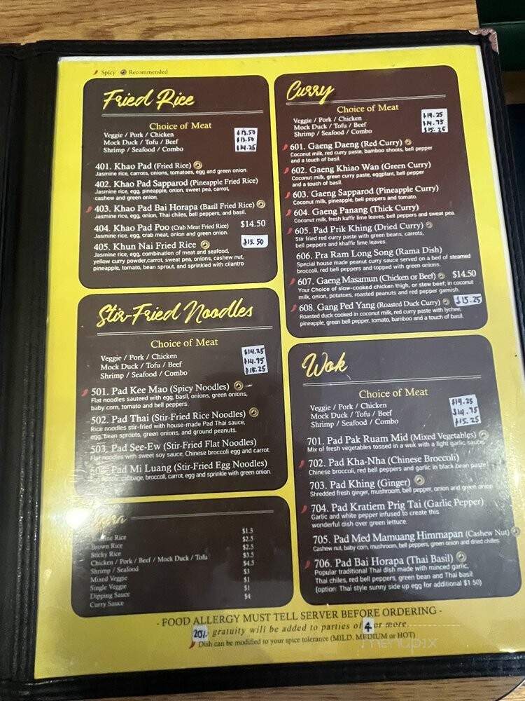 Khun Nai Thai Cuisine - Minneapolis, MN menu_pic