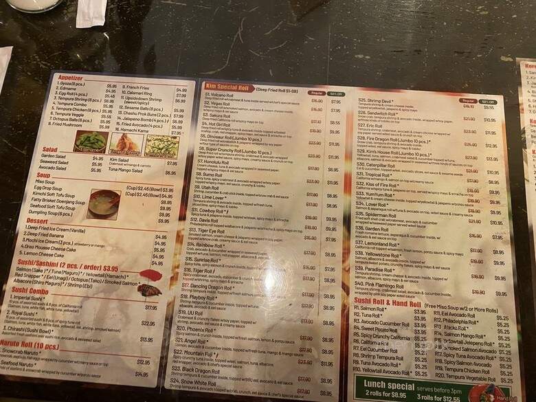 Kim Korean House & Sushi Bar - Clearfield, UT menu_pic