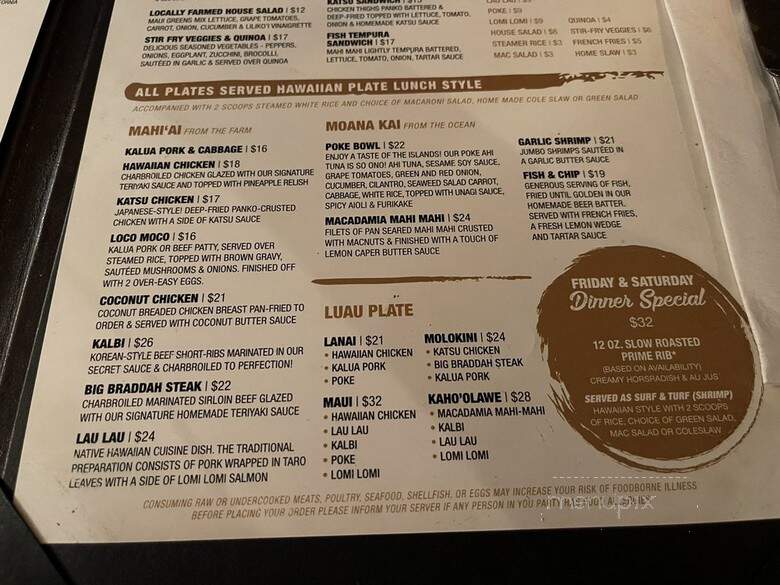 Kitchen 5315 - Lahaina, HI menu_pic