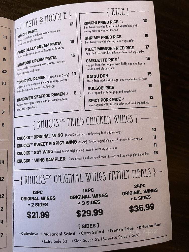 Knucks - Rowland Heights, CA menu_pic