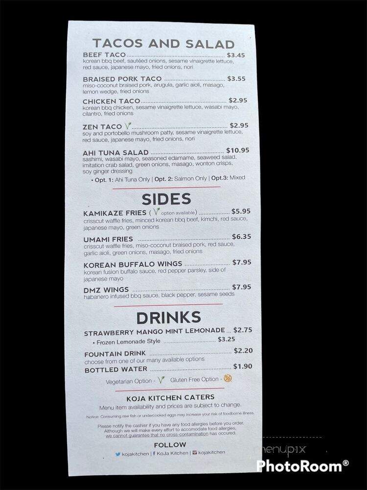 Koja Kitchen - Rocklin, CA menu_pic