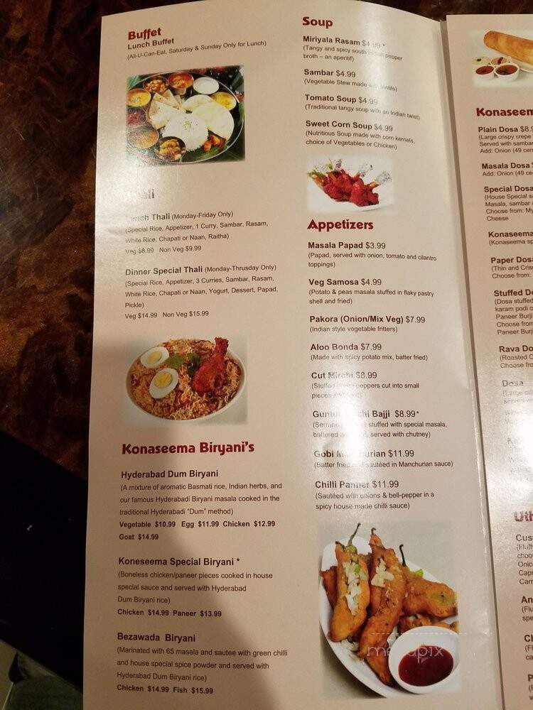 Konaseema Cuisine - North Brunswick Township, NJ menu_pic