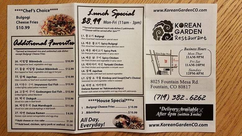 Korean Garden - Fountain, CO menu_pic