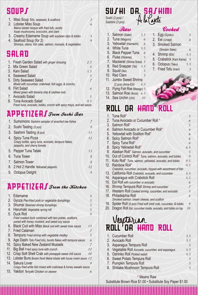 Koto Sushi - Philadelphia, PA menu_pic