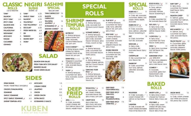Kuben - Las Vegas, NV menu_pic