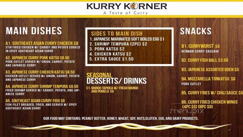 Kurry Korner - Philadelphia, PA menu_pic