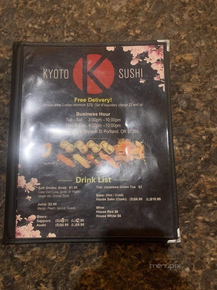 Kyoto Sushi - Portland, OR menu_pic