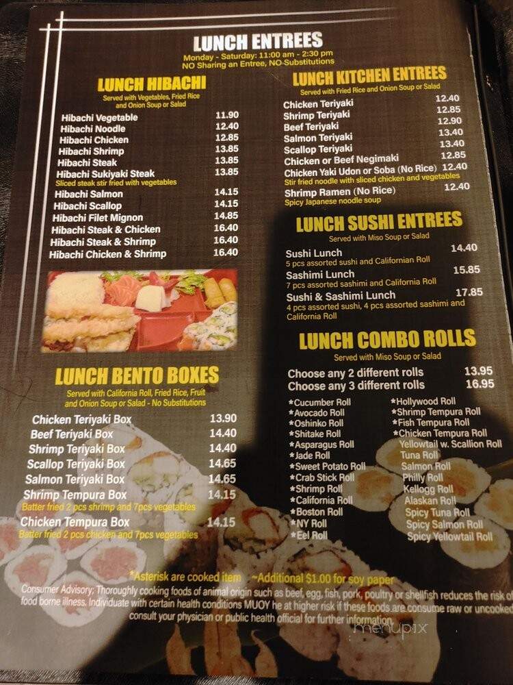Kyoto Sushi Steakhouse - Vancouver, WA menu_pic