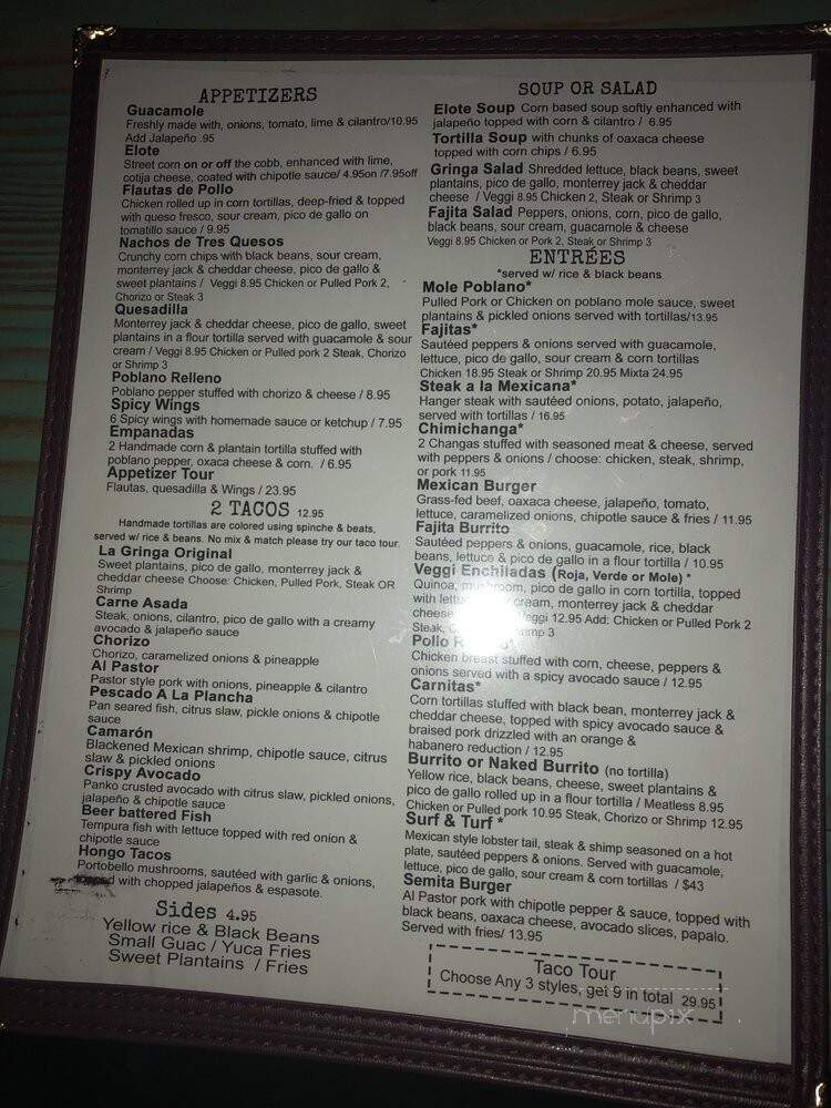 La Gringa Bar and Grill - Rego Park, NY menu_pic