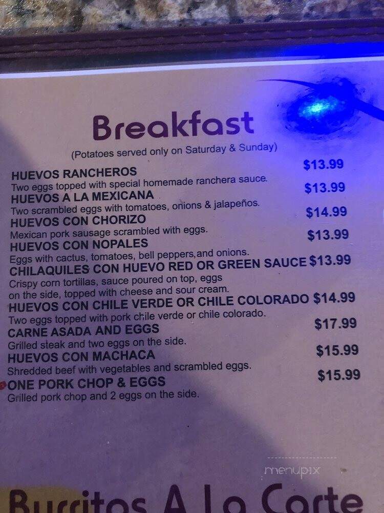 La Kebrada - Fresno, CA menu_pic
