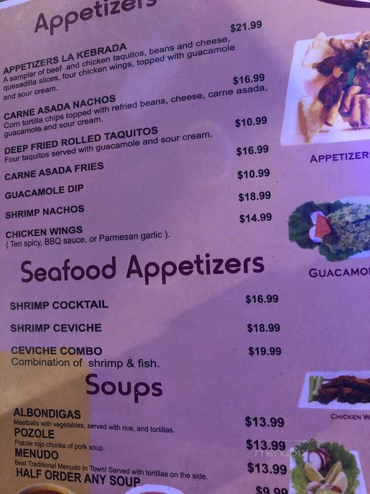 La Kebrada - Fresno, CA menu_pic
