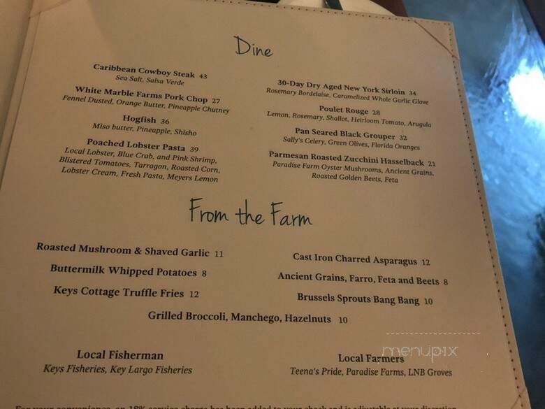 La Marea - Key Largo, FL menu_pic