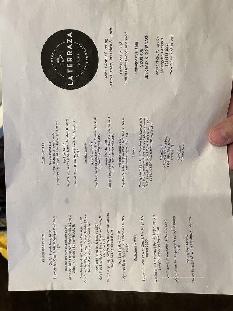 La Terraza Cafe - Los Angeles, CA menu_pic