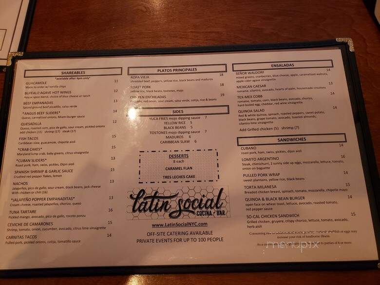 Latin Social - New York, NY menu_pic