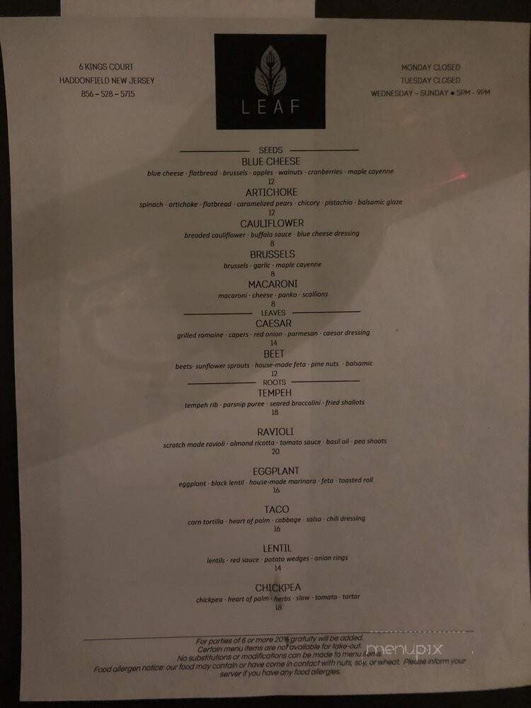 Leaf - Haddonfield, NJ menu_pic