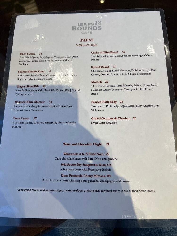 Leaps & Bounds Cafe - Ashwaubenon, WI menu_pic