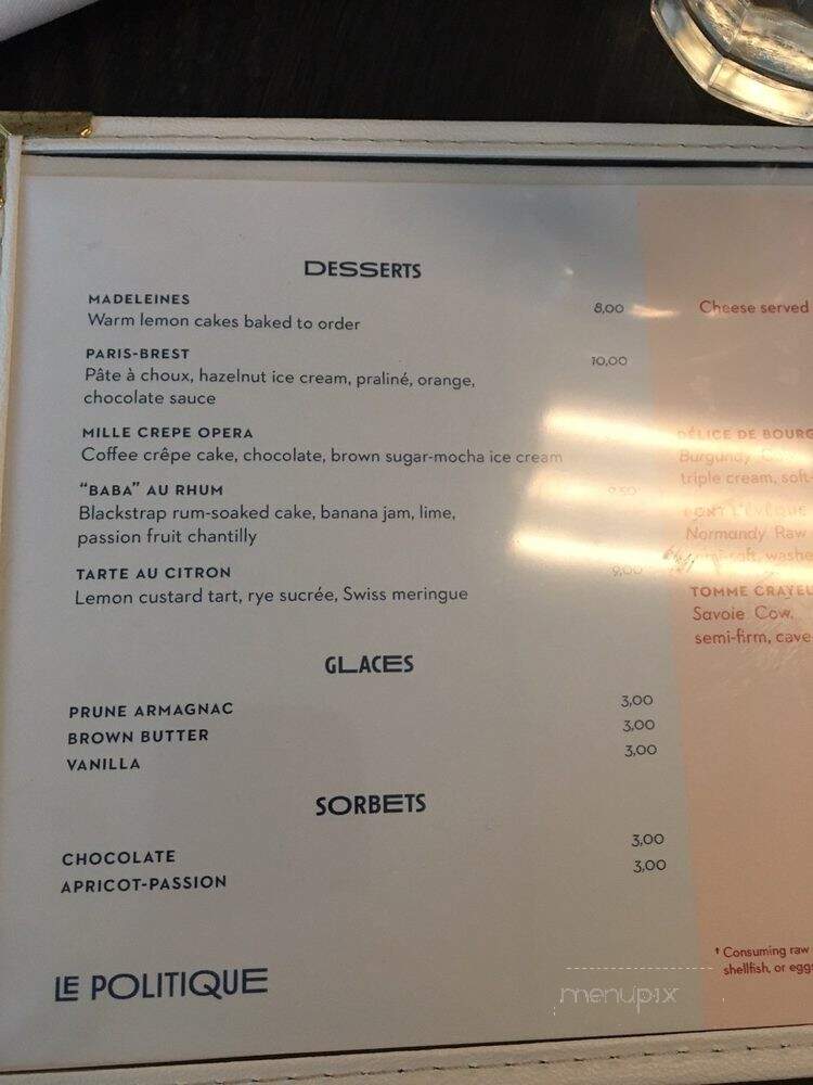 Le Politique - Austin, TX menu_pic