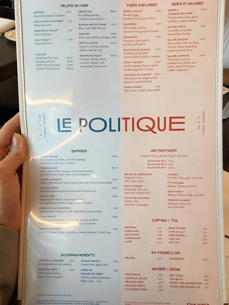 Le Politique - Austin, TX menu_pic