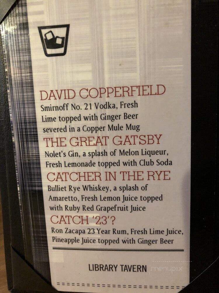 Library Tavern - Washington, DC menu_pic