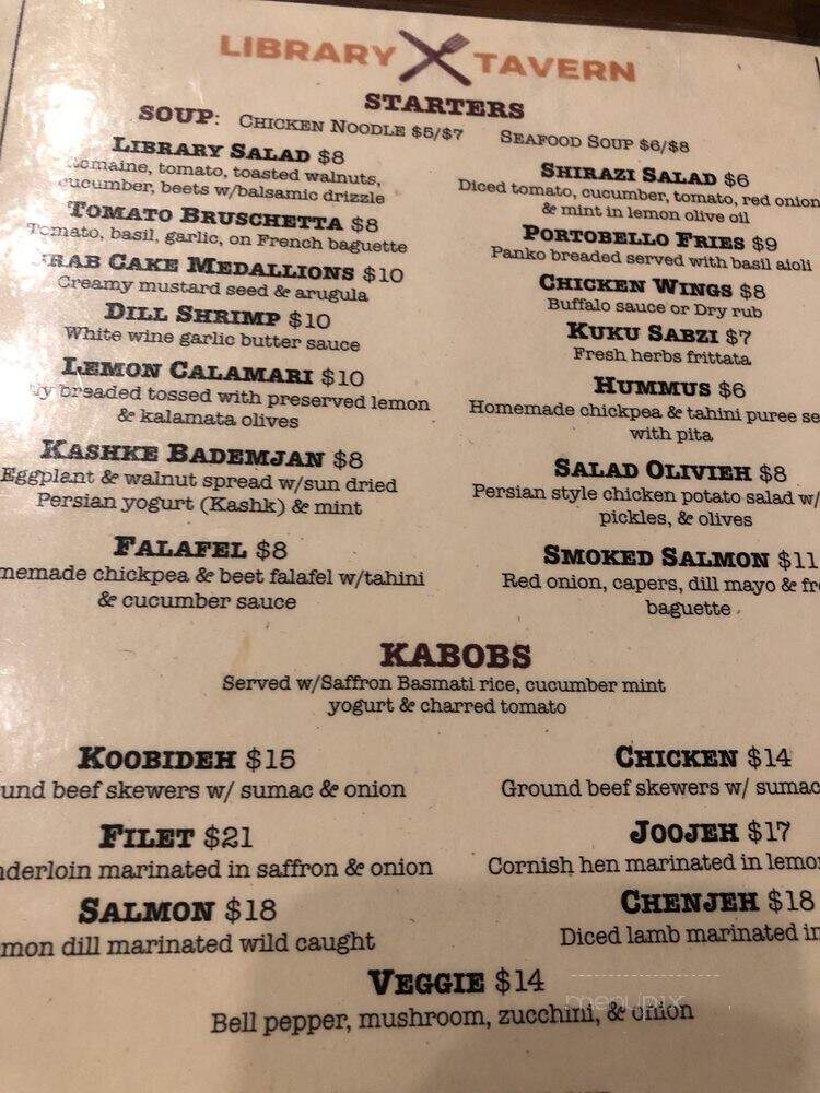 Library Tavern - Washington, DC menu_pic