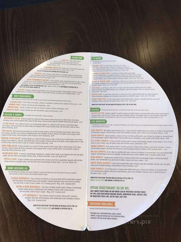 Lime Fresh Mexican Grill - Palm Beach Gardens, FL menu_pic