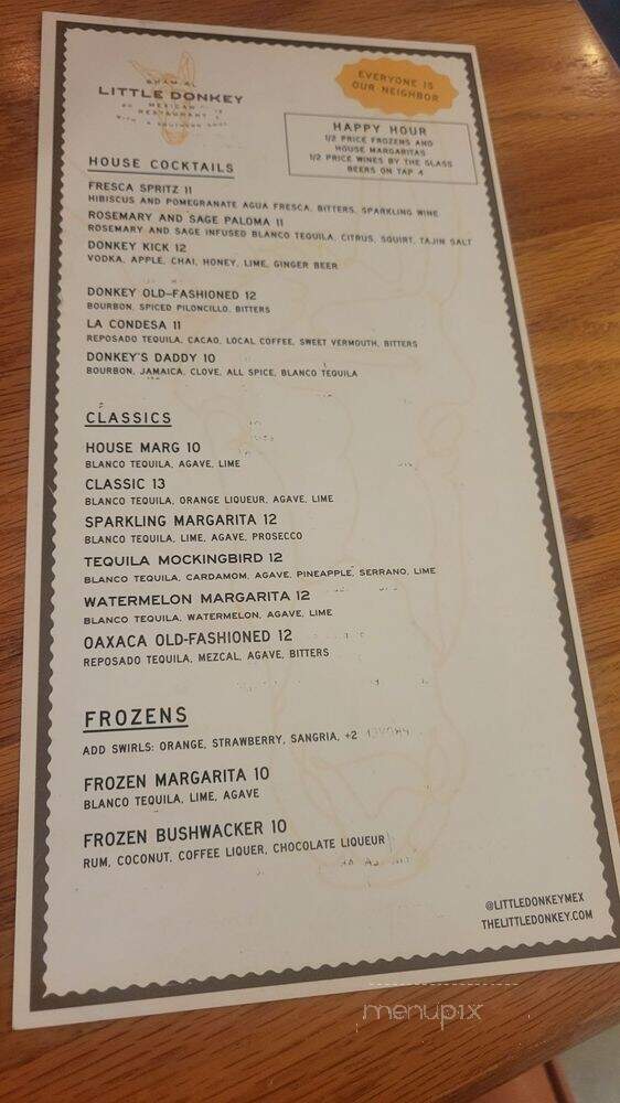 Little Donkey - Birmingham, AL menu_pic