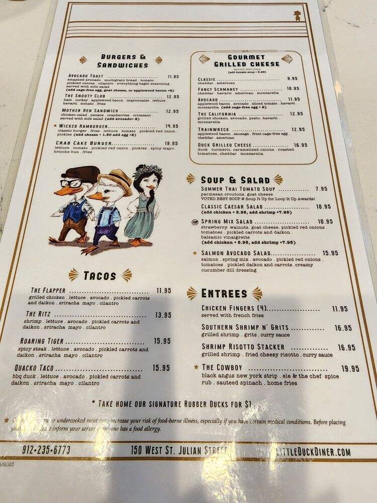 Little Duck Diner - Savannah, GA menu_pic