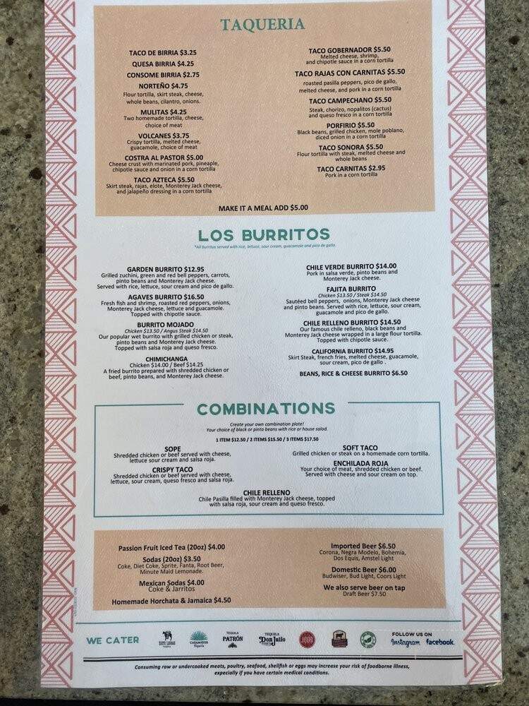 Los Agaves Restaurant - Oxnard, CA menu_pic