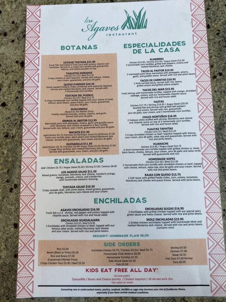 Los Agaves Restaurant - Oxnard, CA menu_pic