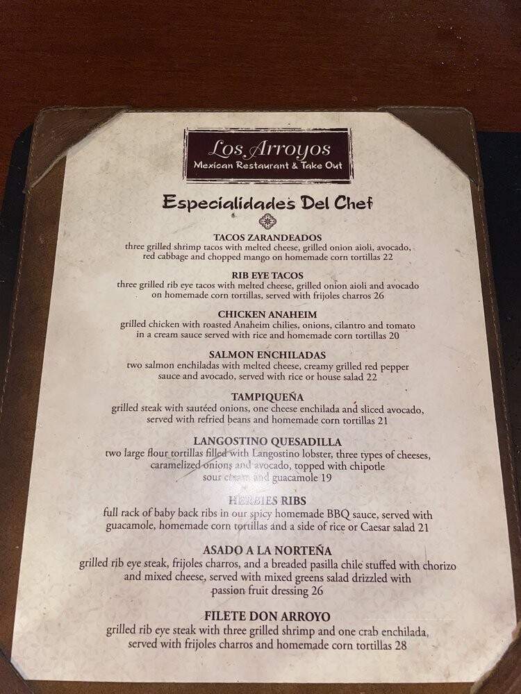 Los Arroyos - Goleta, CA menu_pic