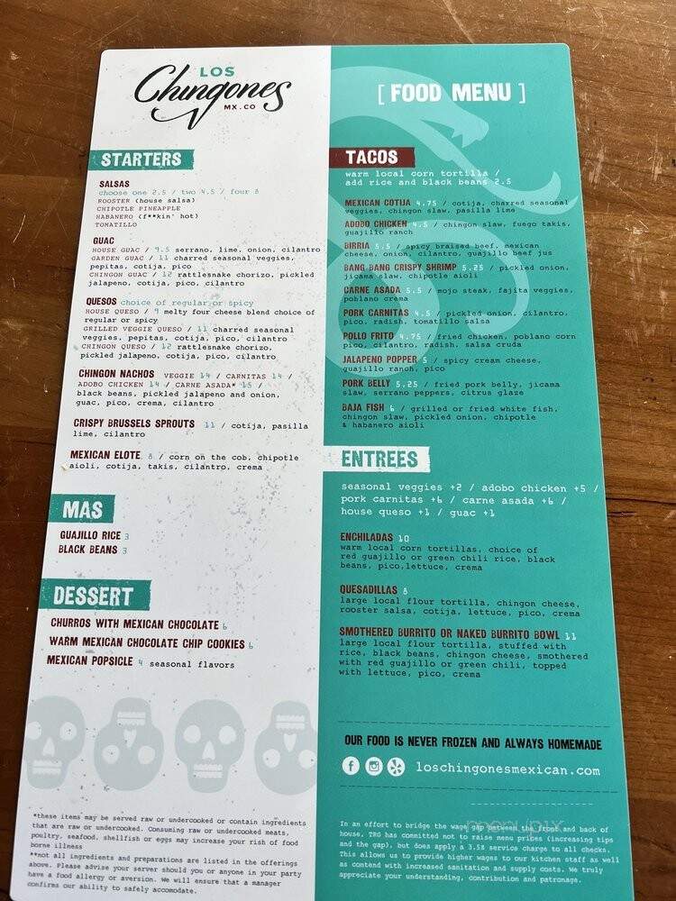 Los Chingones Stapleton - Denver, CO menu_pic